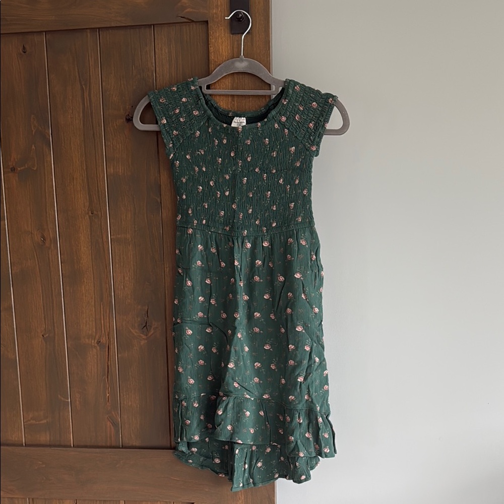 Abercrombie Kids Green Floral Hi-Low Dress | Size 7-8